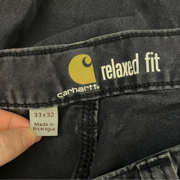Men’s Carhartt Navy Blue Relaxed Fit Cotton Blend Work Pants size 33 x 32 - Picture 3 of 7